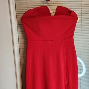 Lulu red strapless evening gown